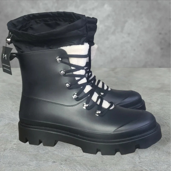 Marc Fisher LTD Shoes - Marc Fisher Boots Women's 10M Black Combat LTD Freely Lace Up Faux Fur NEW